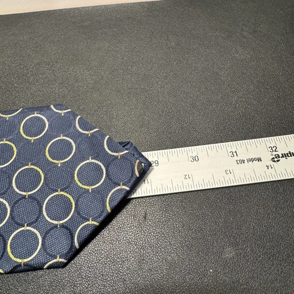 Andrea Visconti Tie Blue Geometric‎ Circle Jacquard Textured 100% Silk Designer